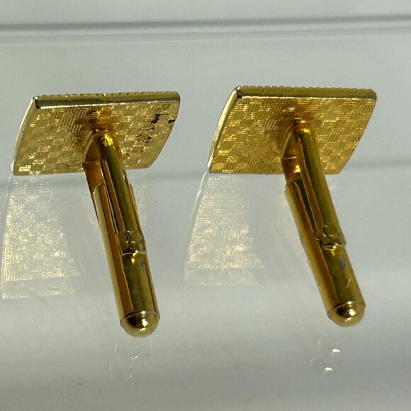 Vintage Cufflinks Black Gold Tone Letter P Square Wedding Prom Cuff Links - Picture 5 of 8